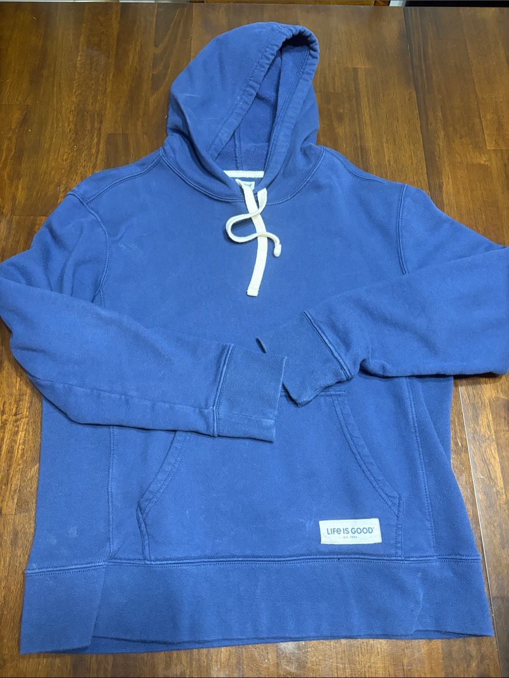Life Is Good Women's Blue Hoodie with White Drawcord